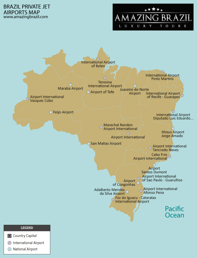 Brazil private jet heliports map